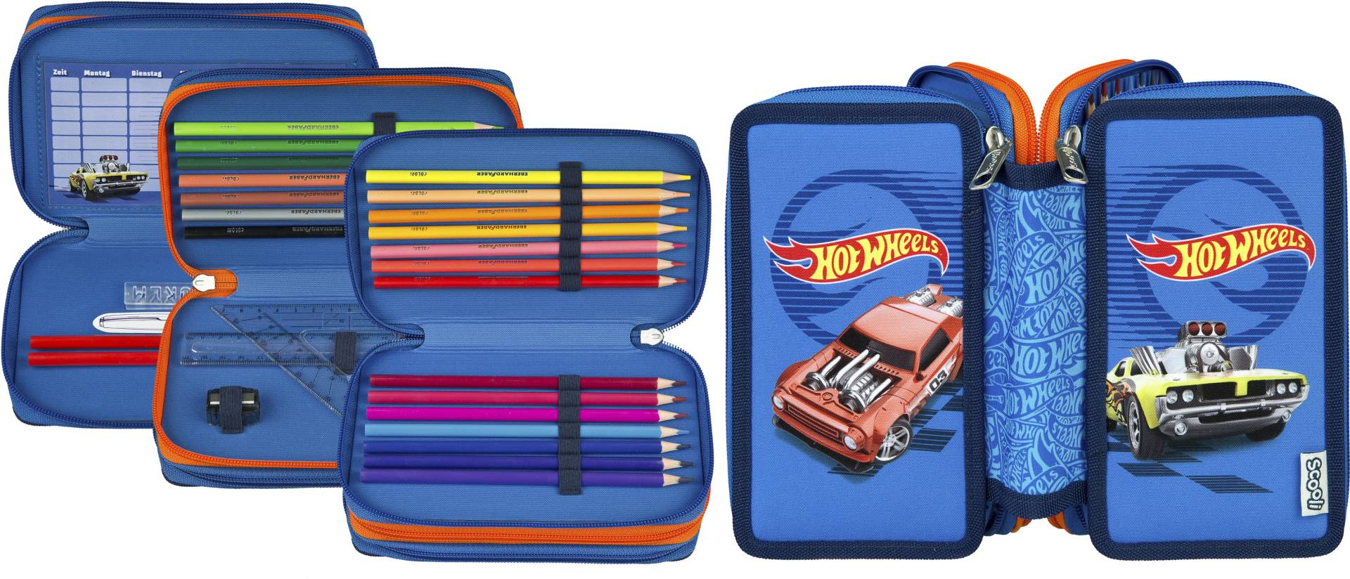 Scooli Federmäppchen »Tripledecker, Hot Wheels«, befüllt, inklusive Geodreieck Scooli Federmäppchen »Tripledecker, Hot Wheels«, befüllt, inklusive Geodreieck von Scooli