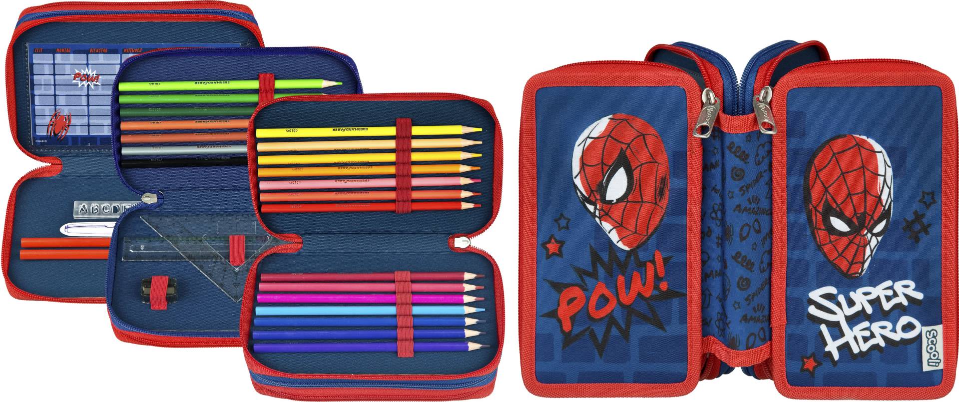 Scooli Federmäppchen »Tripledecker, Spider Man«, befüllt, inklusive Geodreieck Scooli Federmäppchen »Tripledecker, Spider Man«, befüllt, inklusive Geodreieck von Scooli