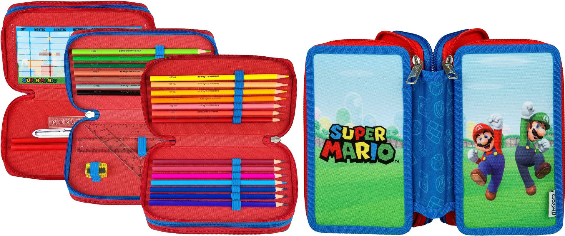 Scooli Federmäppchen »Tripledecker, Super Mario«, befüllt, inklusive Geodreieck Scooli Federmäppchen »Tripledecker, Super Mario«, befüllt, inklusive Geodreieck von Scooli