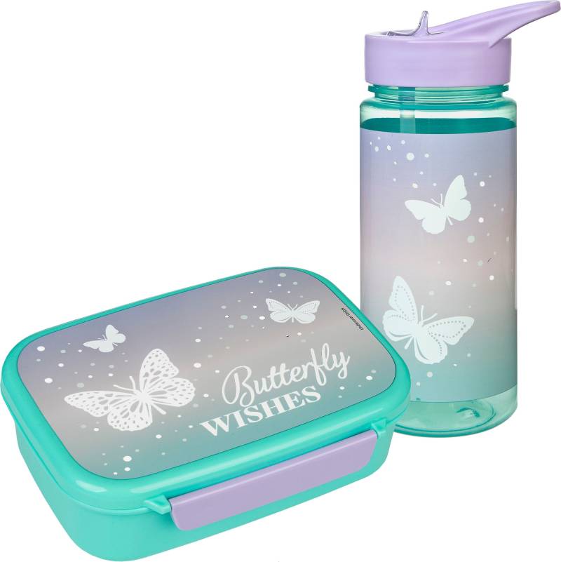 Scooli Lunchbox »Brotzeitdose & Trinkflasche, Butterfly Wishes«, (Set, 2 tlg.), mit Trinkflasche von Scooli