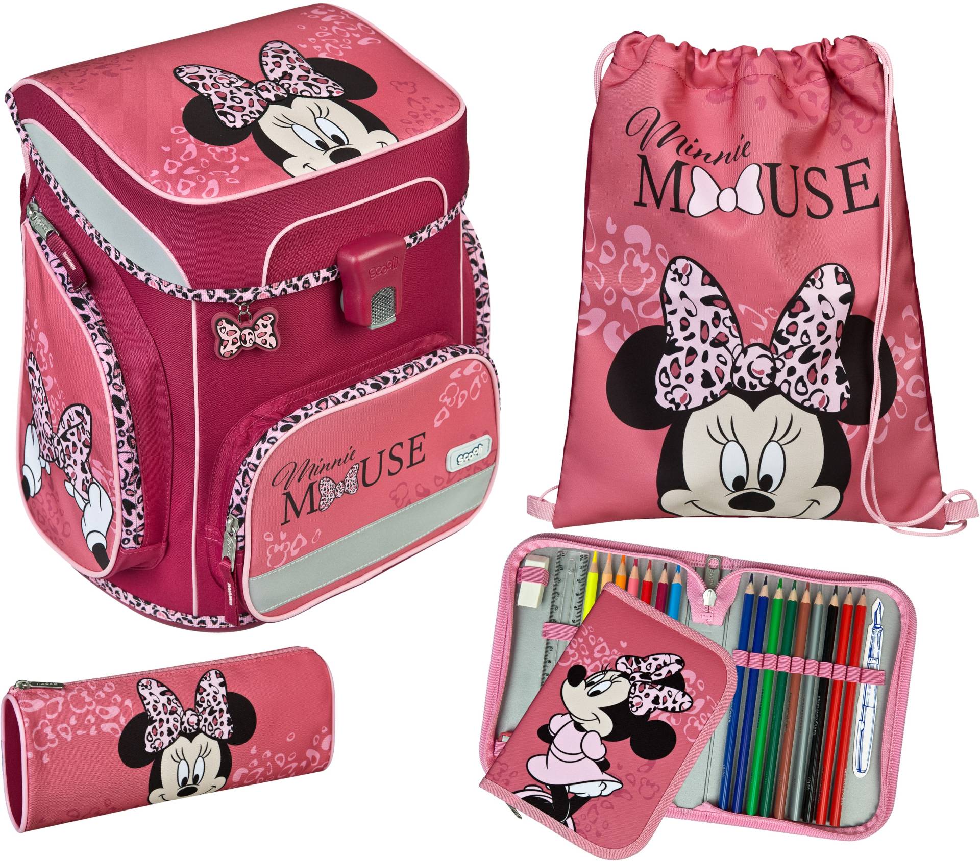 Scooli Schulranzen »EasyFit, Minnie Mouse Happy Girl, Pink«, Reflektoren von Scooli