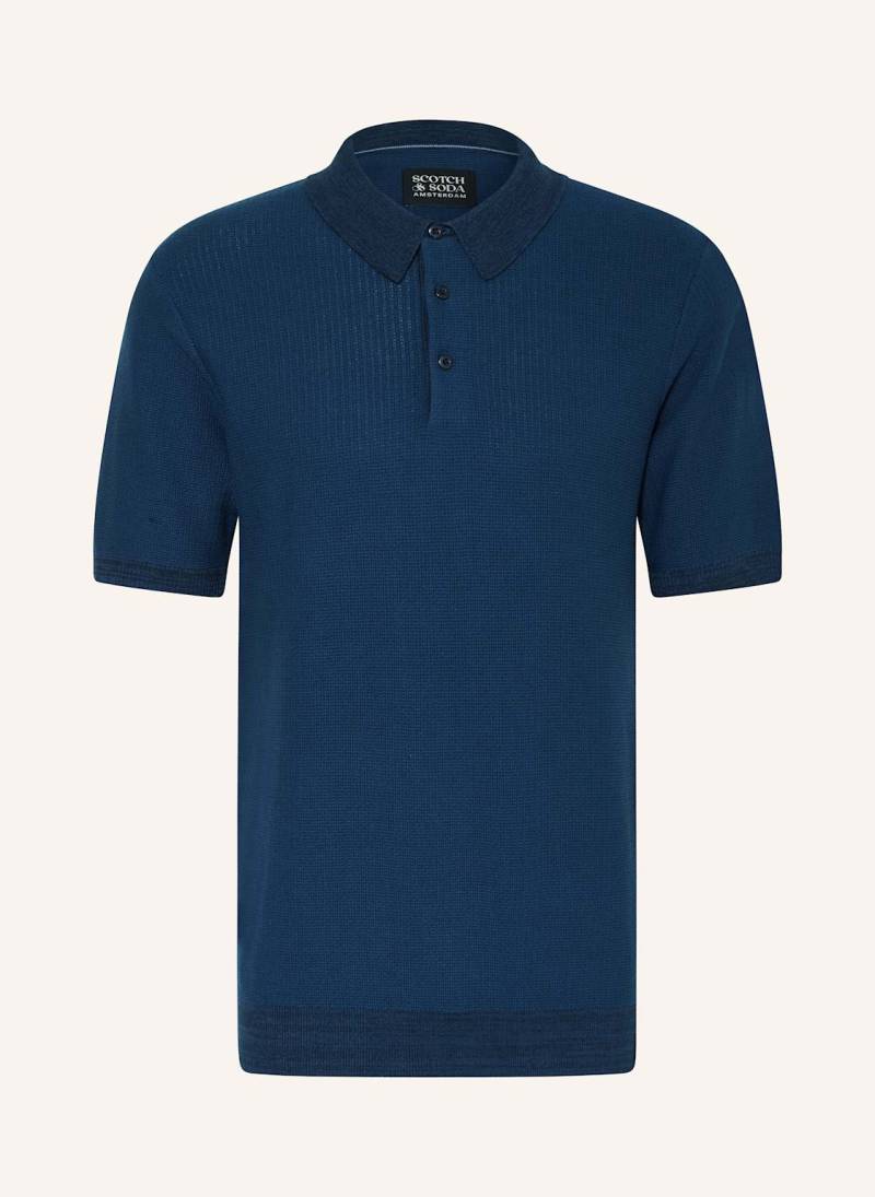 Scotch & Soda Strick-Poloshirt Slim Fit blau von Scotch & Soda