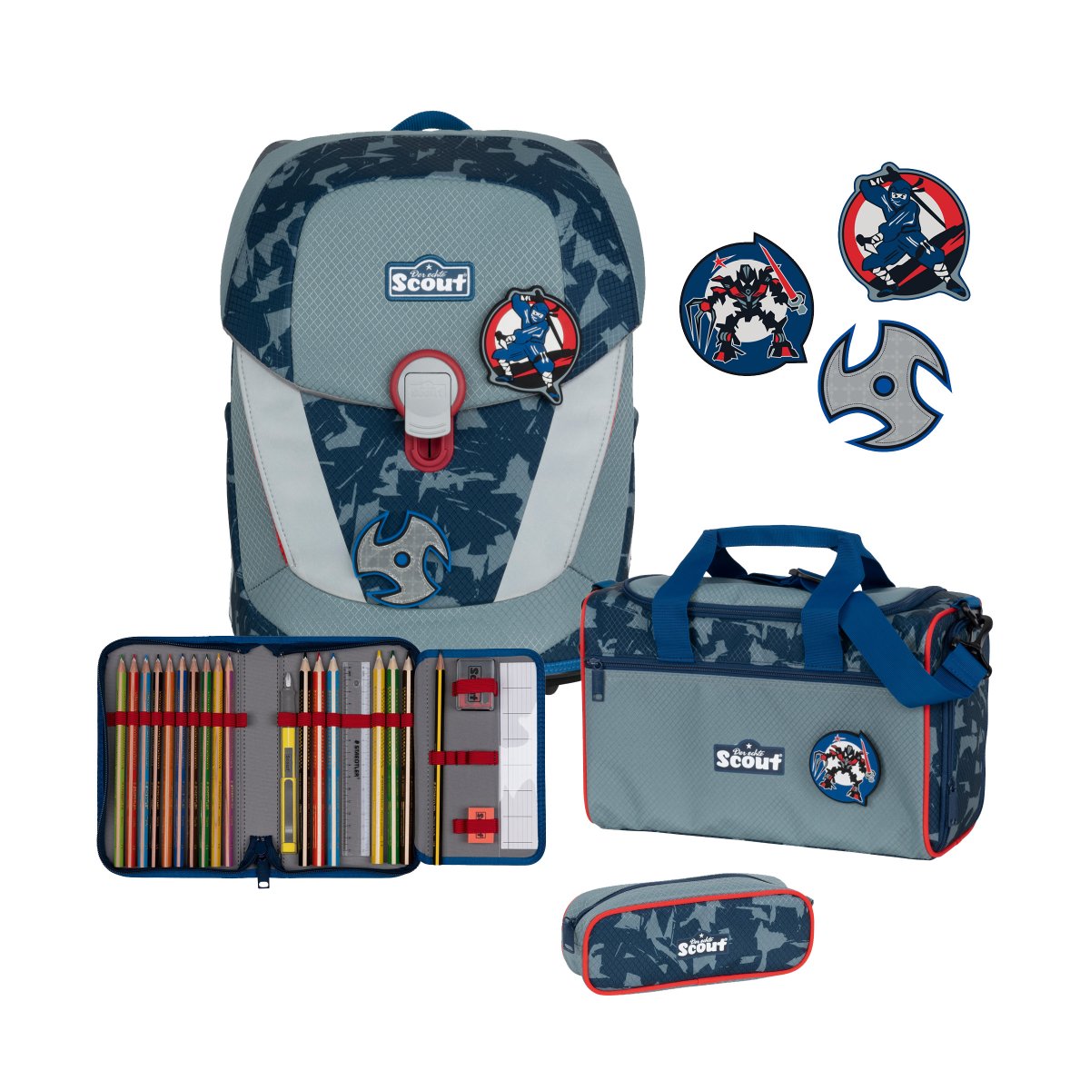 Sunny Set II Schulrucksack Set Blue Ninja von Scout