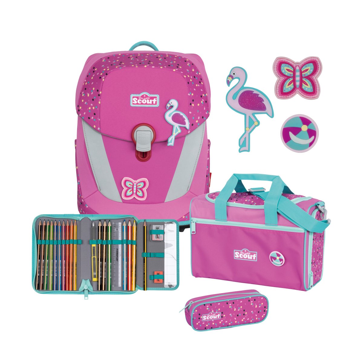 Sunny Set II Schulrucksack Set Flamingo von Scout