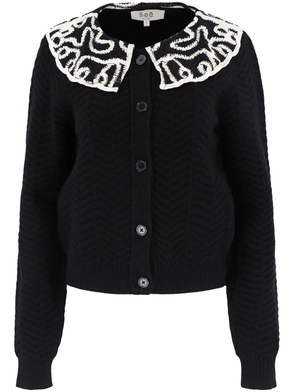 Sea Alice Embroidery Battenberg cardigan - Black von Sea