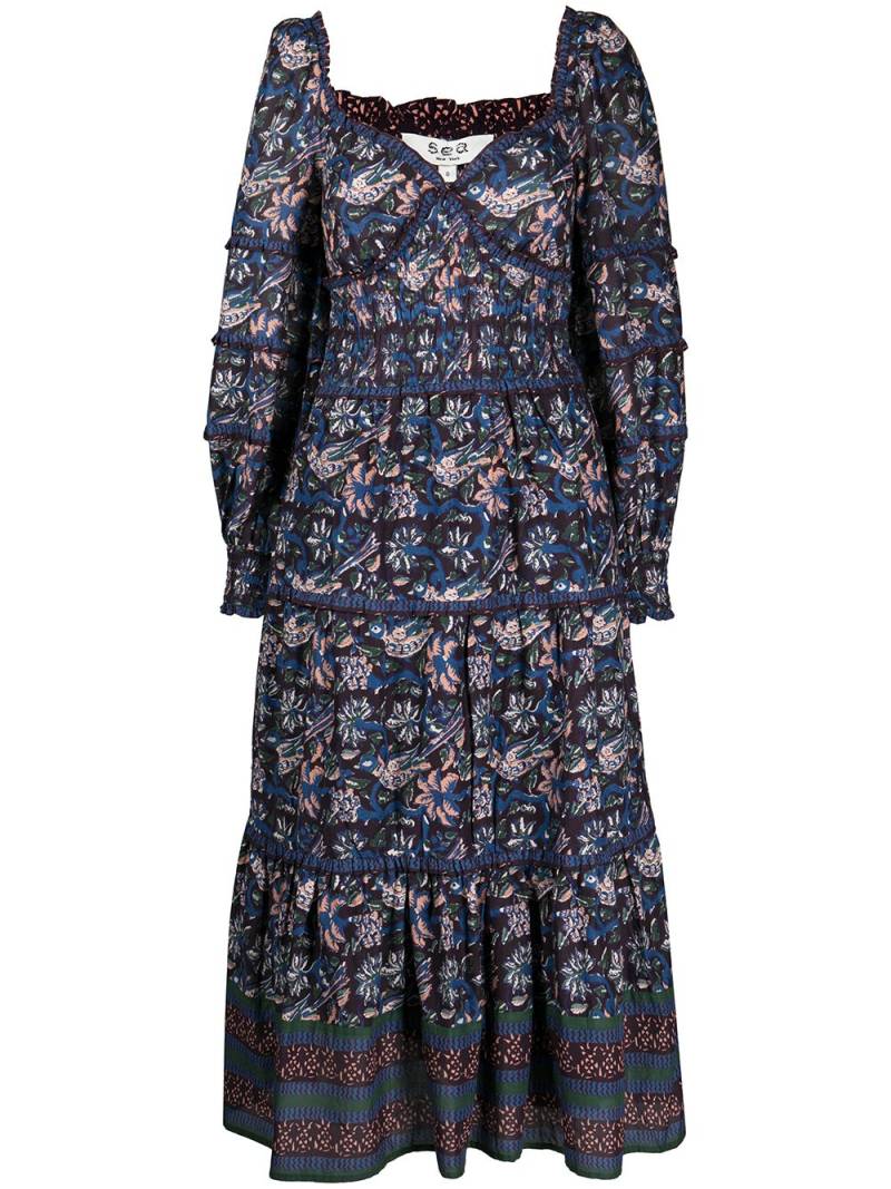 Sea Noah long-sleeve smocked dress - Blue von Sea