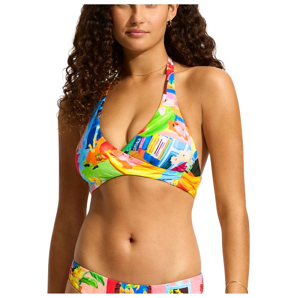 Seafolly - Women's Cuba Multi Fit Wrap Front Halterbra - Bikini-Top Gr 14 bunt von Seafolly