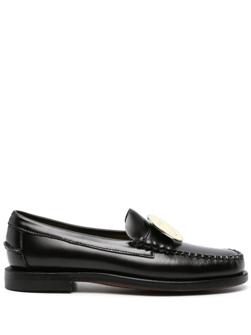 Sebago smiley face leather loafers - Black von Sebago