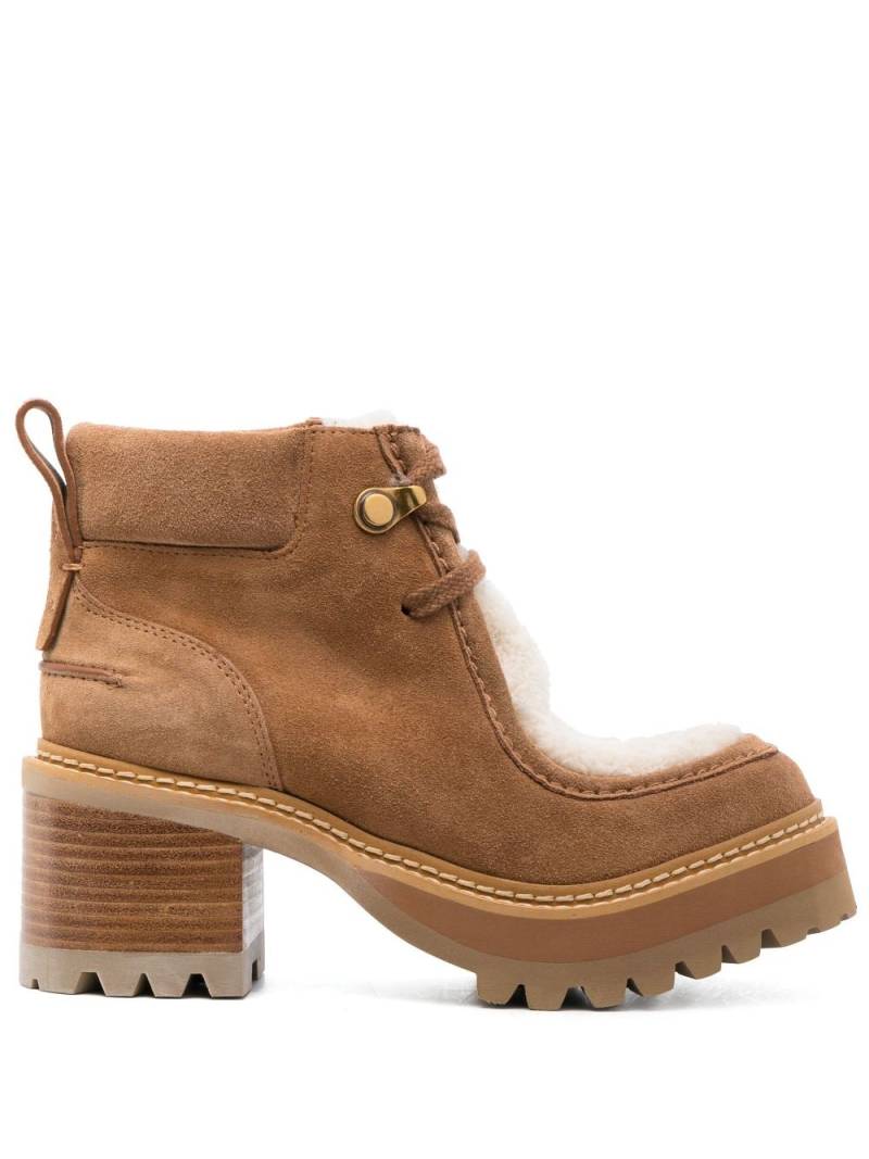 See by Chloé 70mm shearling suede ankle boots - Brown von See by Chloé