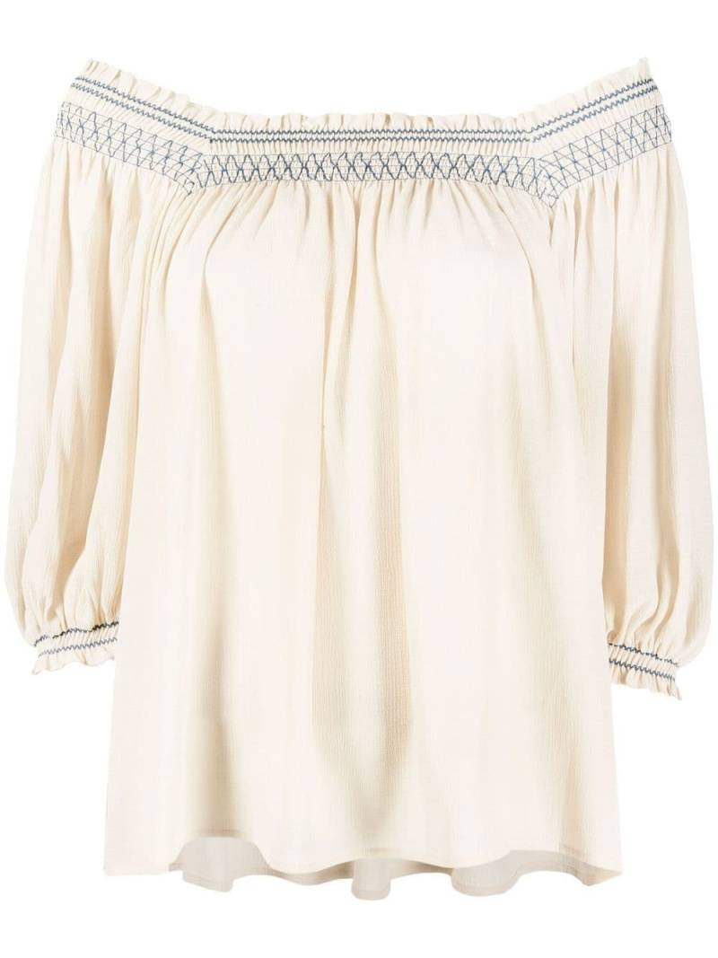 See by Chloé Bardot chevron stitch blouse - Neutrals von See by Chloé