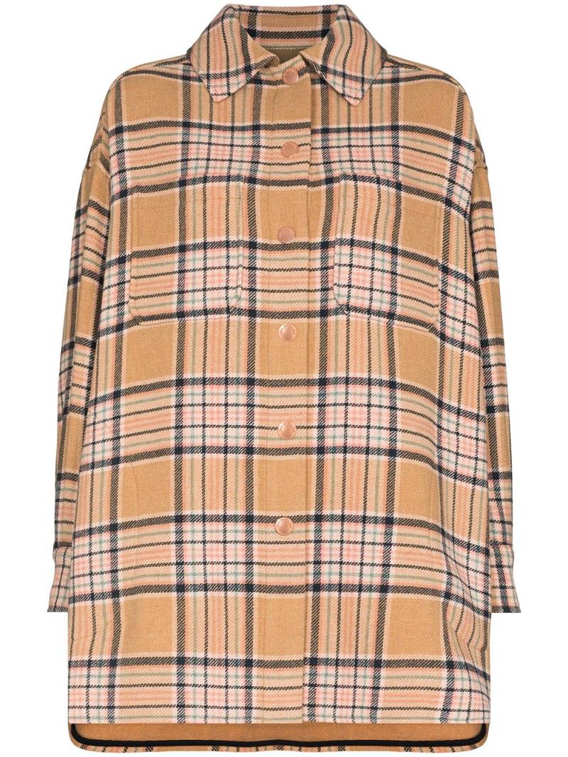 See by Chloé check-pattern oversized shirt coat - Neutrals von See by Chloé