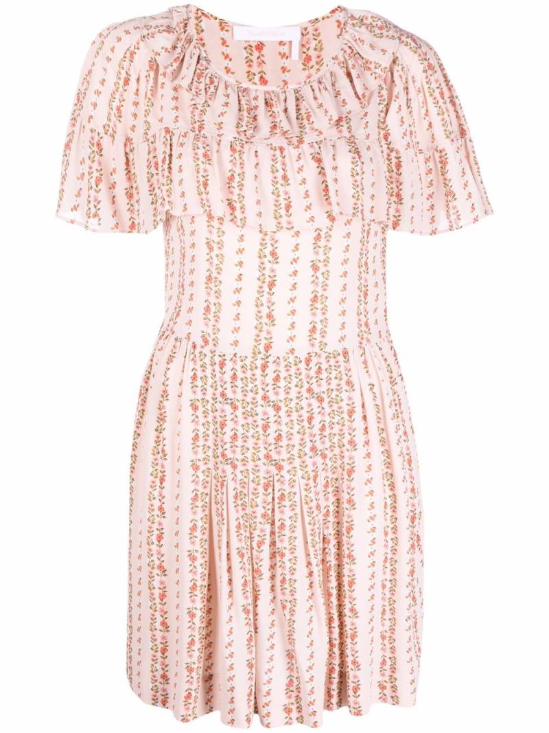 See by Chloé floral-print cape-like mini dress - Pink von See by Chloé