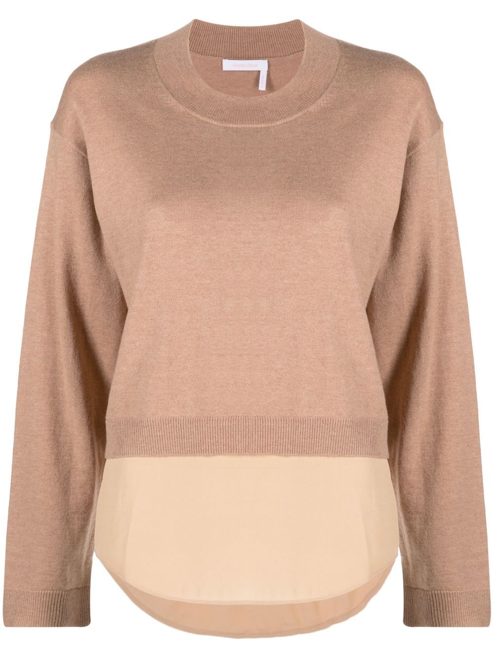 See by Chloé layered-effect crew neck sweater - Neutrals von See by Chloé