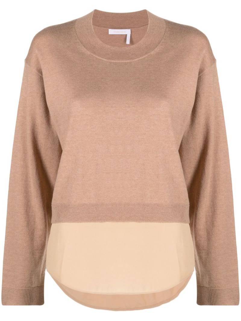 See by Chloé layered-effect crew neck sweater - Neutrals von See by Chloé