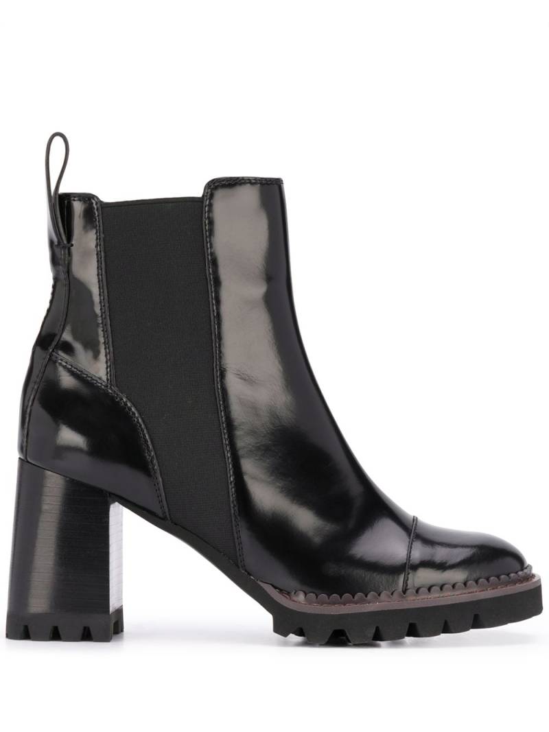 See by Chloé leather chunky heel ankle boots - Black von See by Chloé