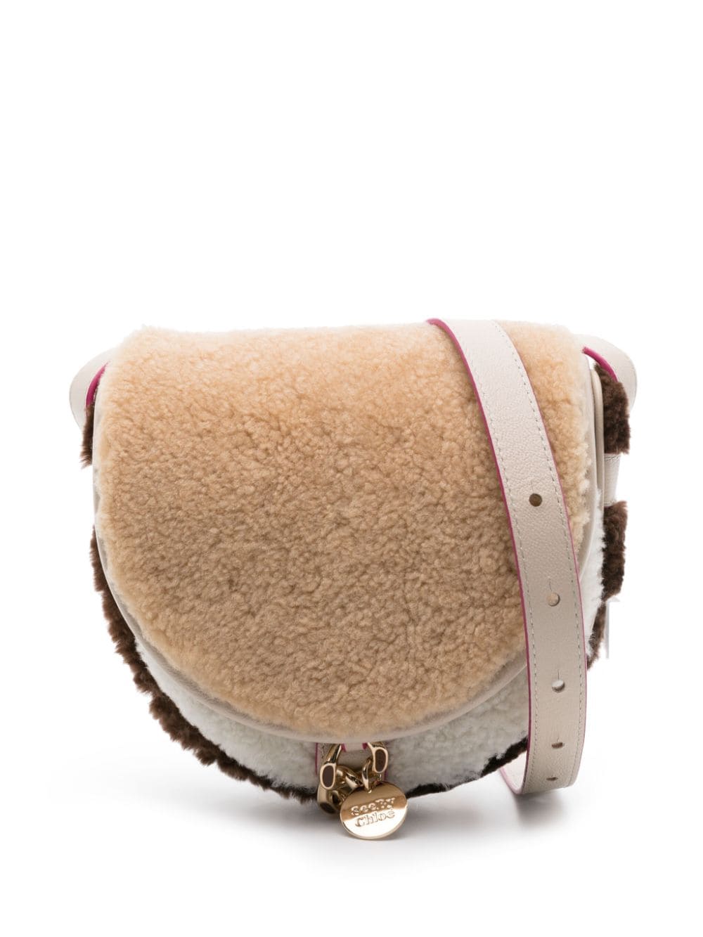 See by Chloé logo-charm shearling crossbody bag - Brown von See by Chloé