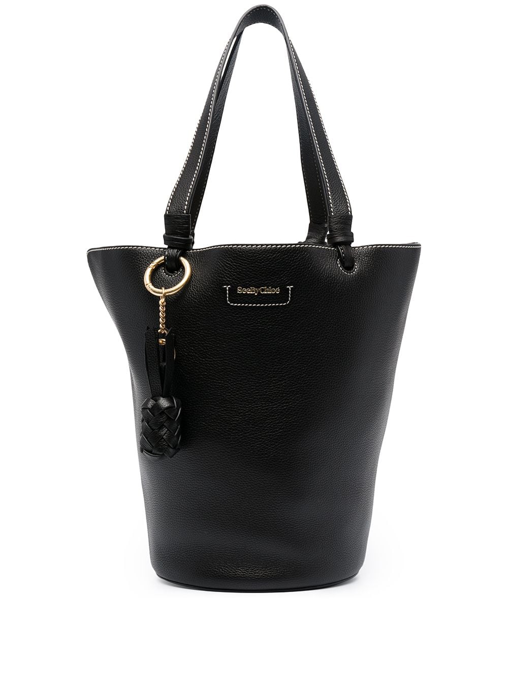 See by Chloé logo-embroidered leather bucket bag - Black von See by Chloé