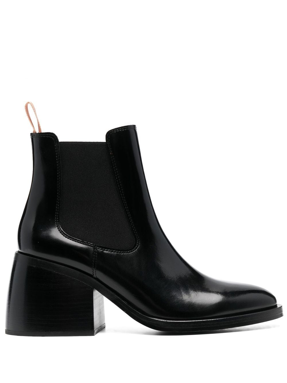 See by Chloé polished-leather block-heel boots - Black von See by Chloé