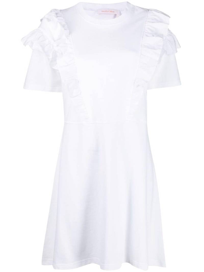 See by Chloé ruffle-trim cotton dress - White von See by Chloé