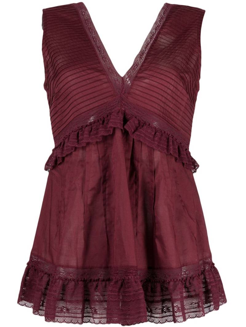 See by Chloé ruffled V-neck sleeveless blouse - Red von See by Chloé