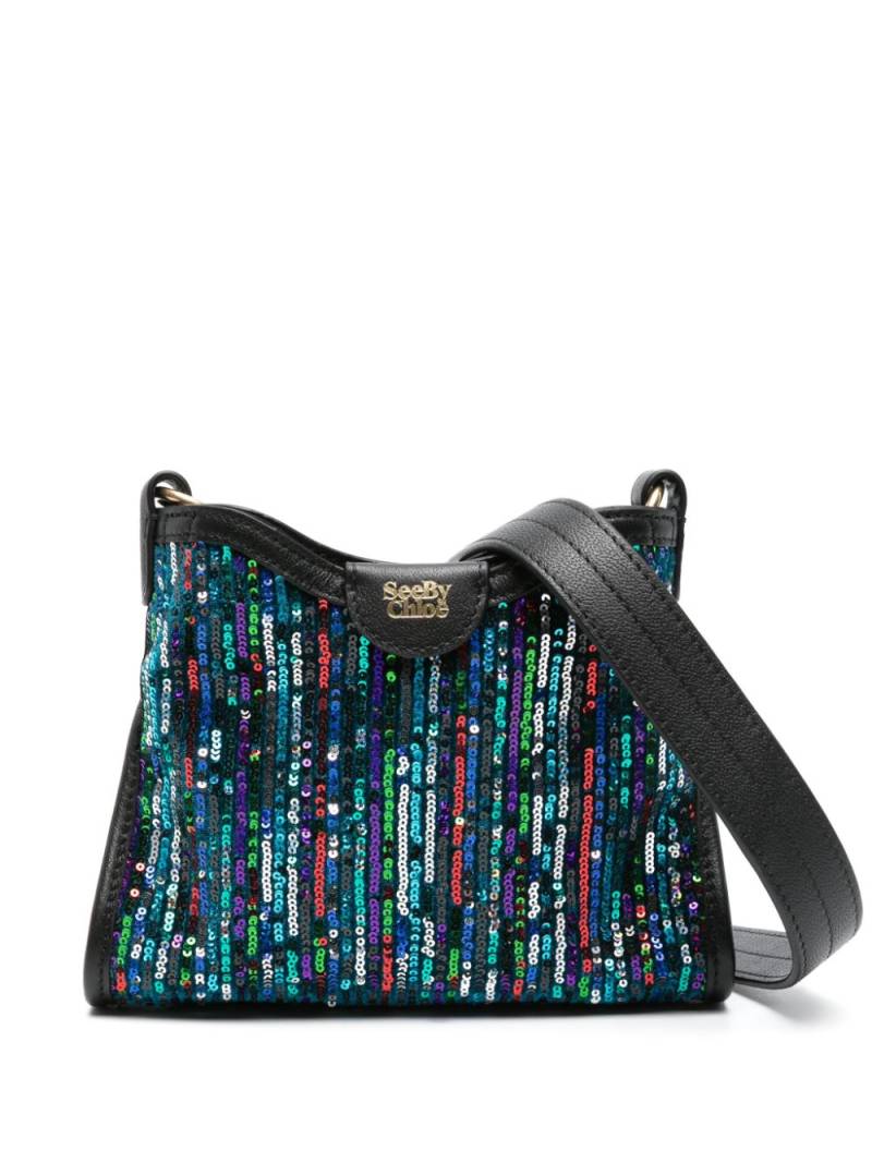 See by Chloé sequin-embellished velvet crossbody bag - Black von See by Chloé