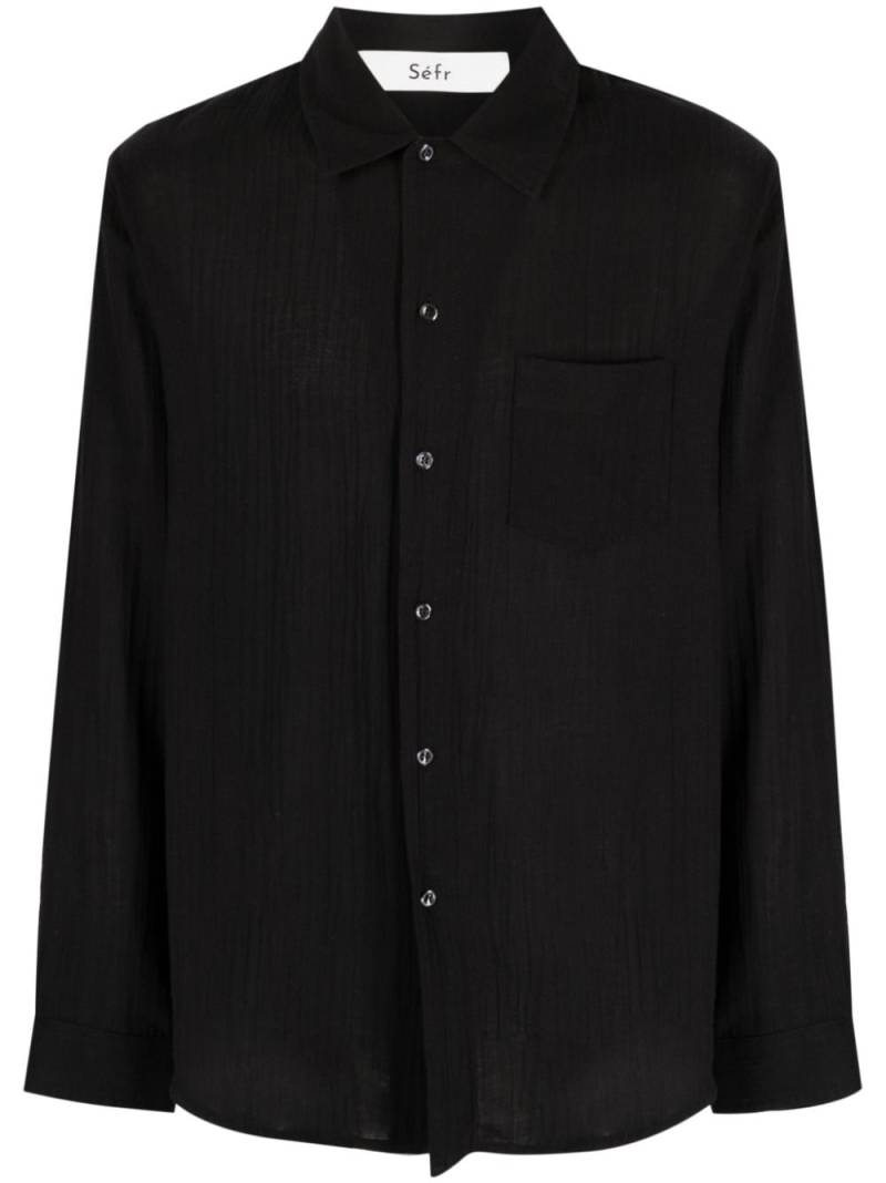 Séfr Leo spread-collar cotton shirt - Black von Séfr