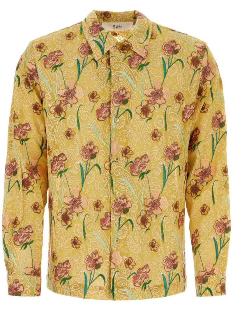 Séfr floral-embroidered shirt - Yellow von Séfr