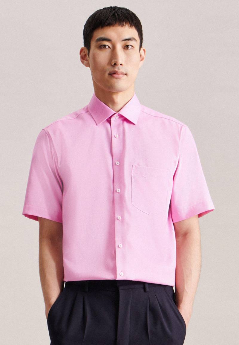 Business Hemd Regular Fit Kurzarm Uni Herren Pink 42 von Seidensticker