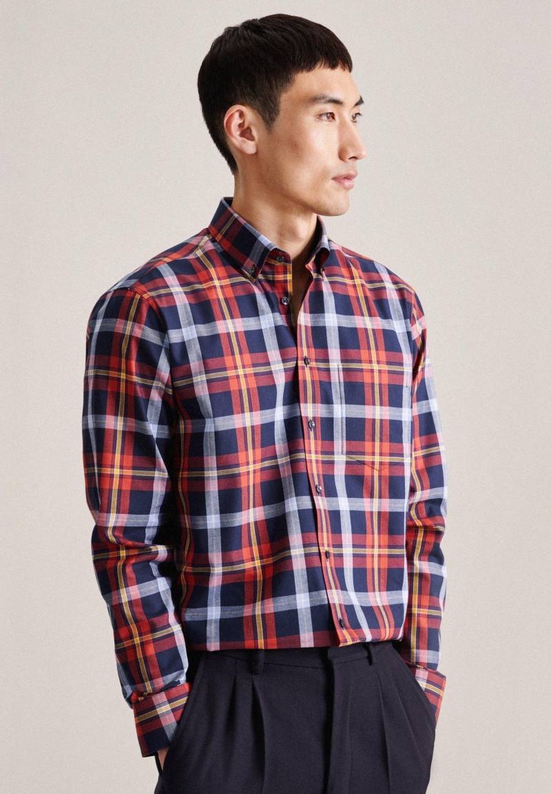 Flanellhemd Regular Fit Langarm Karo Herren Rot Bunt 40 von Seidensticker