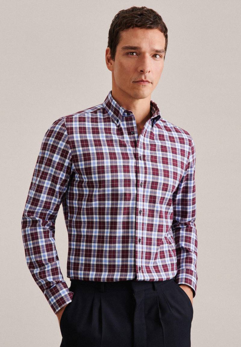 Flanellhemd X-slim Fit Langarm Karo Herren Rot Bunt 40 von Seidensticker