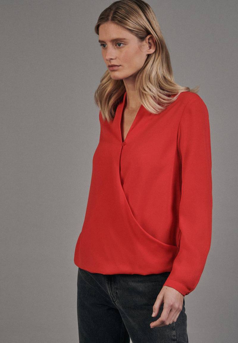 Wickelbluse Uni Langarm V-neck Damen Rot Bunt 34 von Seidensticker