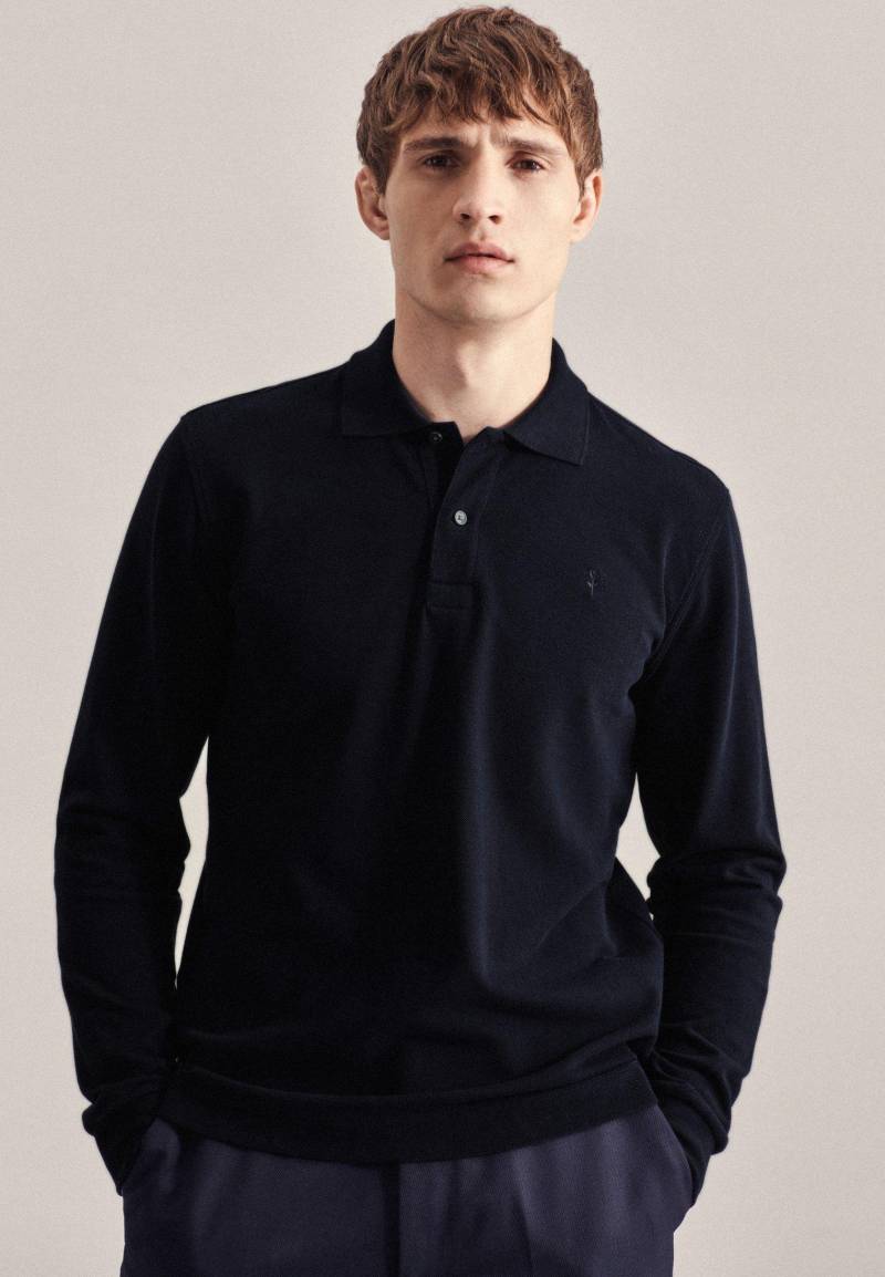 Polo-shirt Regular Fit Langarm Uni Herren Dunkelblau L von Seidensticker