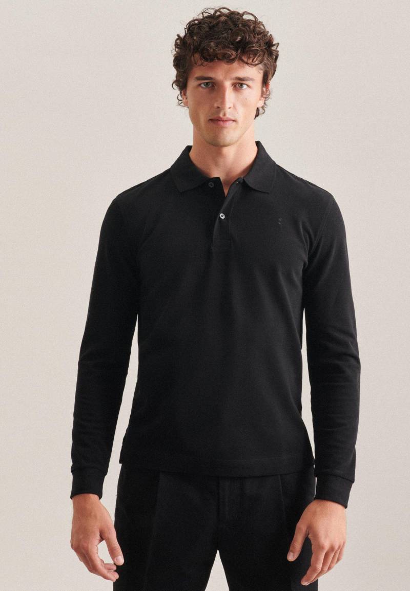 Polo Slim Fit Langarm Uni Herren Schwarz L von Seidensticker