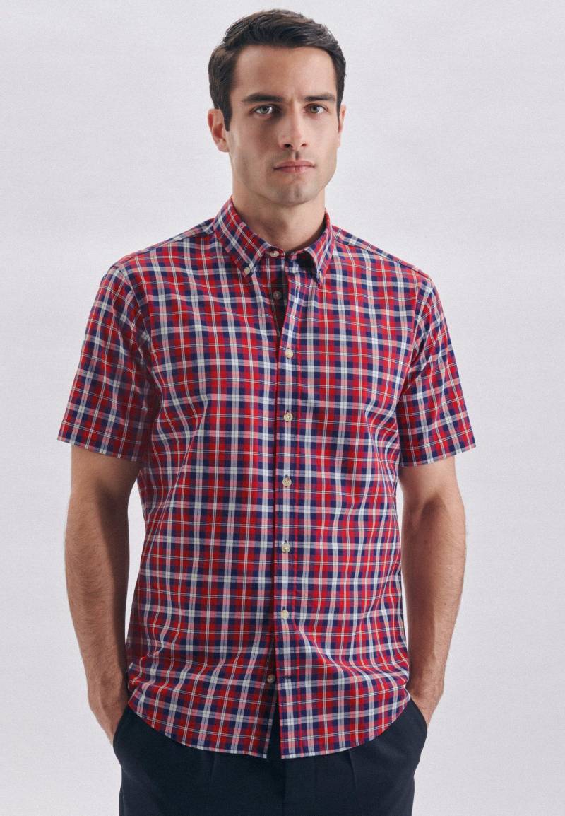 Oxfordhemd Regular Fit Kurzarm Karo Herren Rot Bunt M/L von Seidensticker