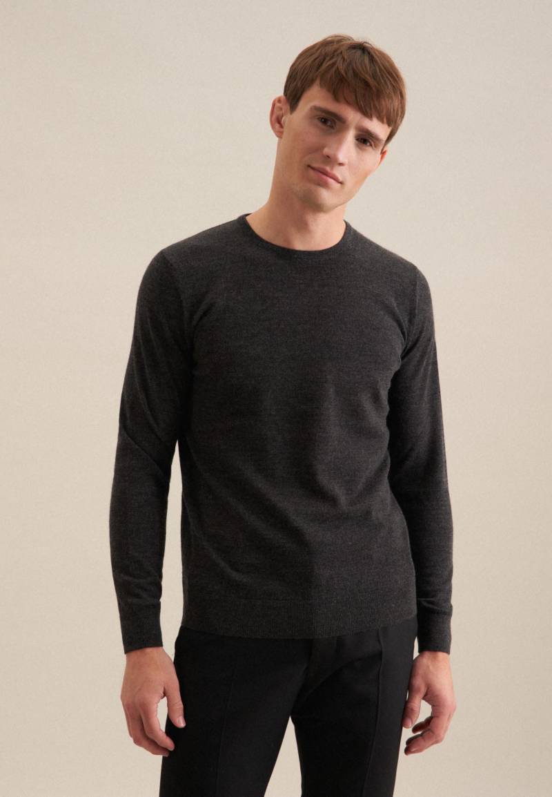 Pullover Regular Fit Langarm Uni Herren Gewittergrau M von Seidensticker