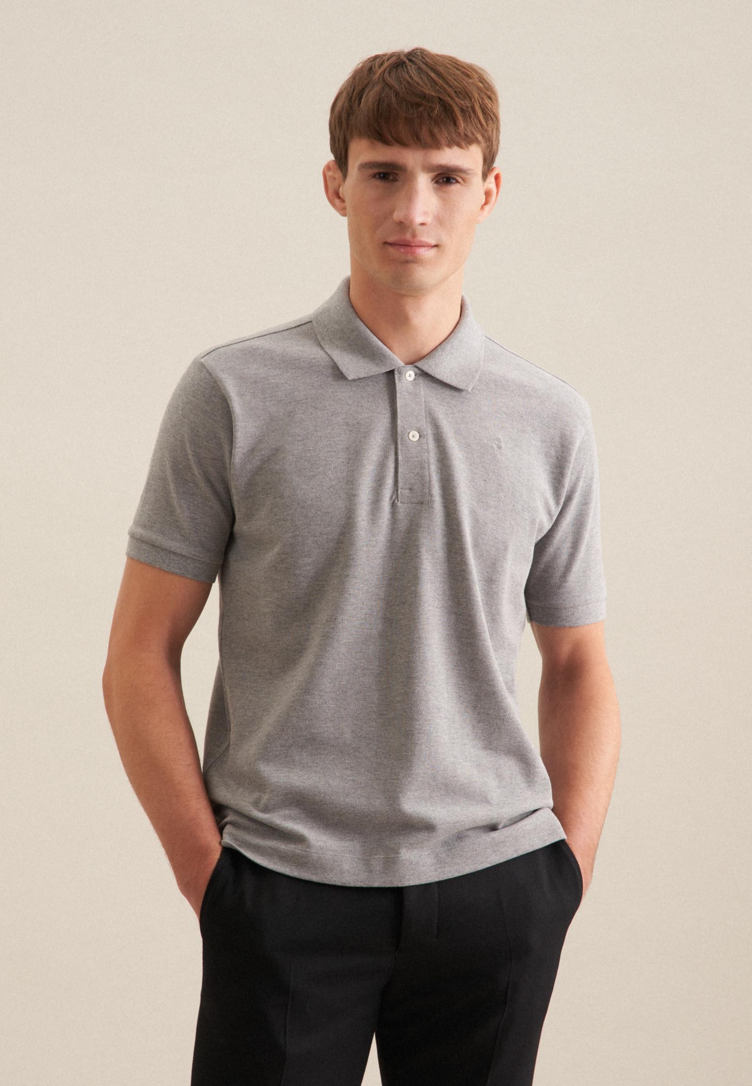 Polo Regular Fit Kurzarm Uni Herren Taubengrau M von Seidensticker