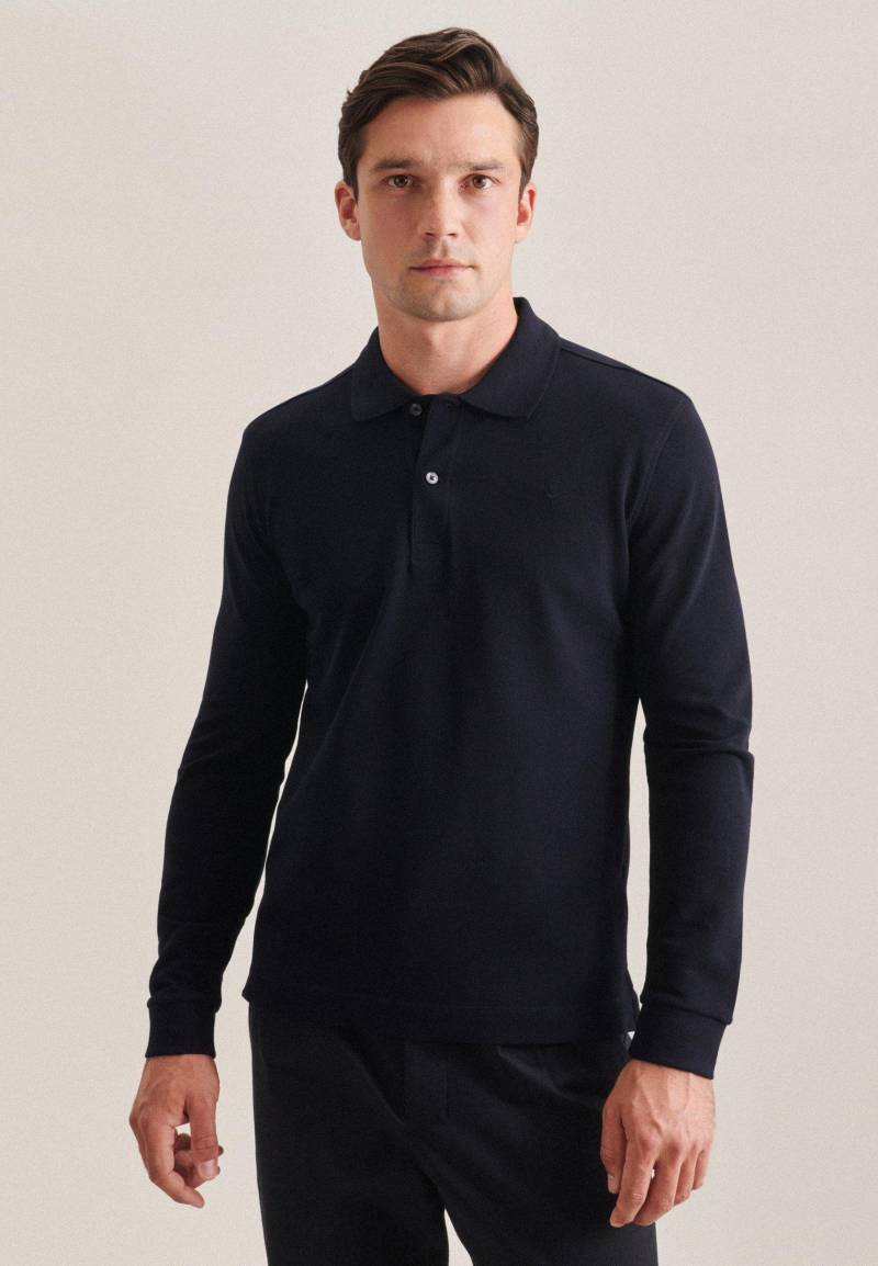 Polo Slim Fit Langarm Uni Herren Dunkelblau XXL von Seidensticker