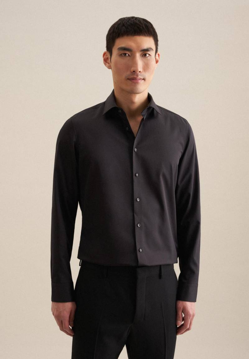 Performance-hemd Slim Fit Langarm Uni Herren Schwarz 36 von Seidensticker