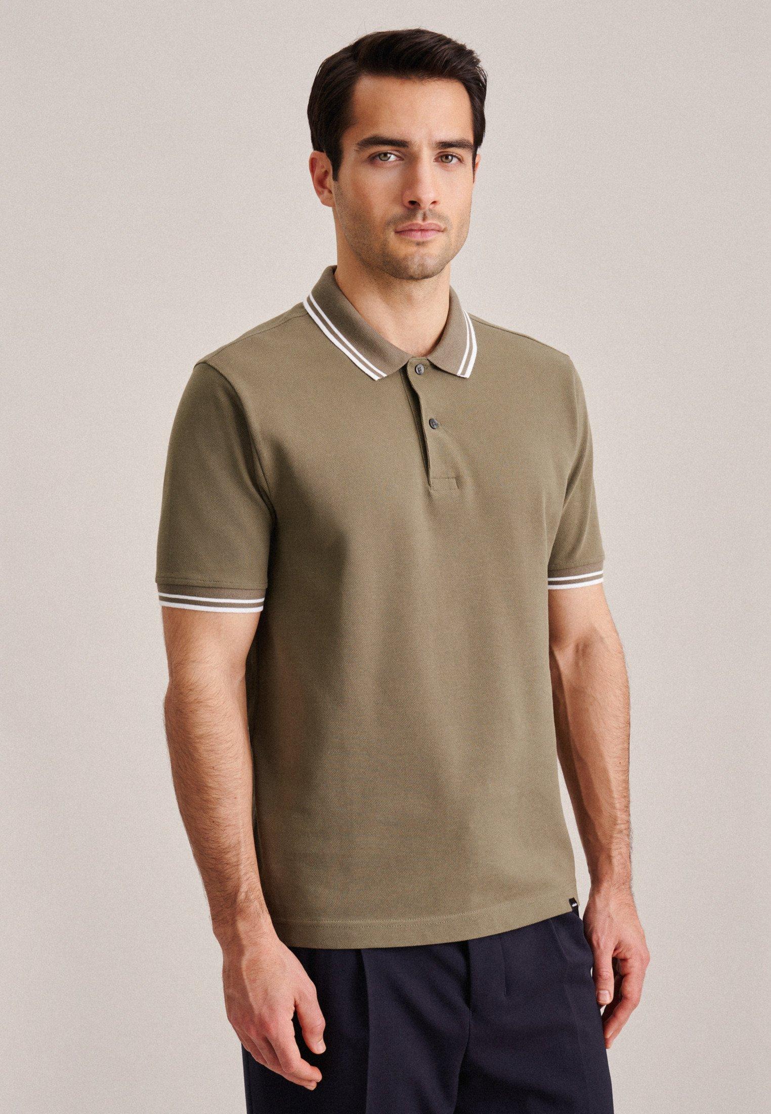 Polo-shirt Gerader Schnitt (normal-fit) Fit Kurzarm Uni Herren Grün S von Seidensticker