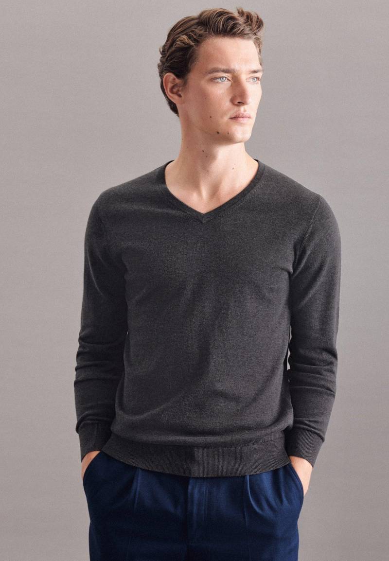 Pullover Regular Fit Langarm Uni Herren Taubengrau XL von Seidensticker