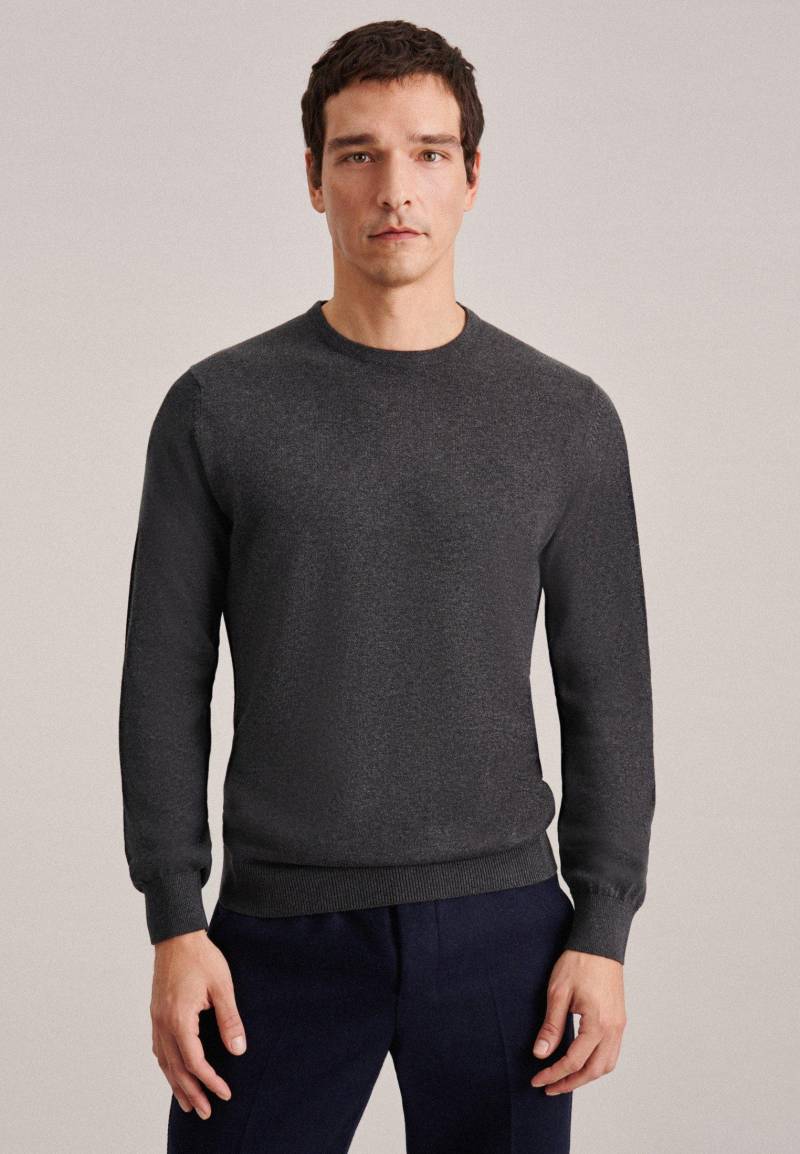 Pullover Gerader Schnitt (normal-fit) Fit Langarm Uni Herren Taubengrau S von Seidensticker