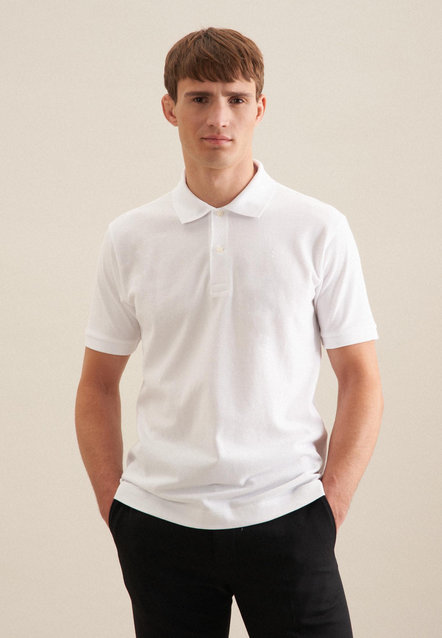 Polo Regular Fit Kurzarm Uni Herren Weiss M von Seidensticker