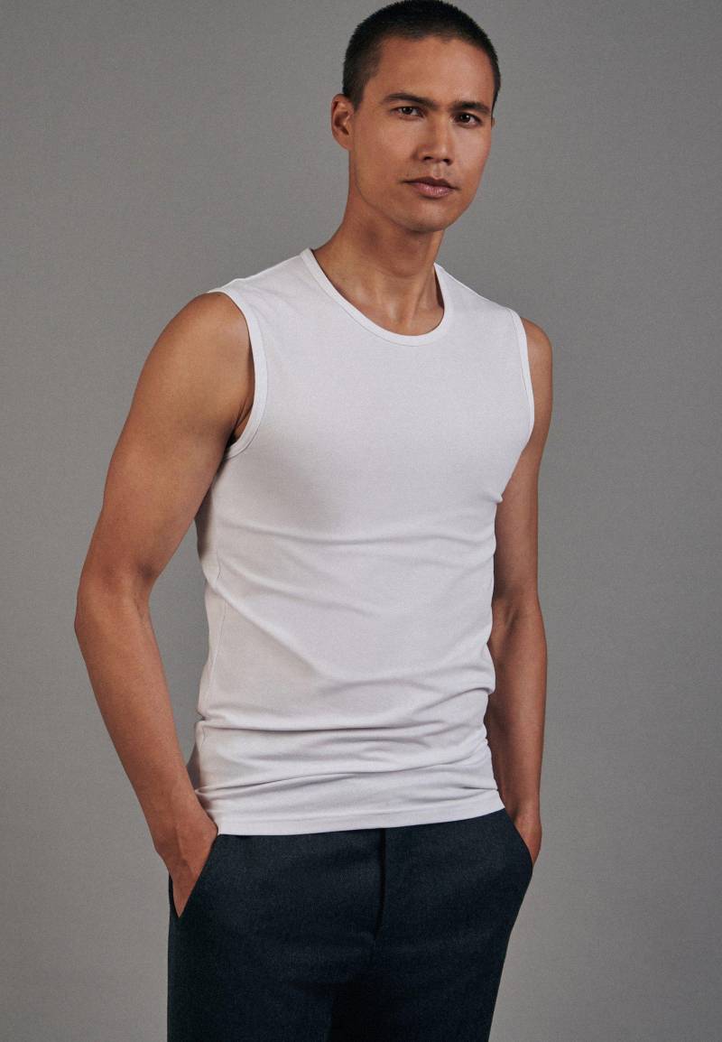 T-shirt Regular Fit Ohne Arm Uni Herren Weiss M von Seidensticker