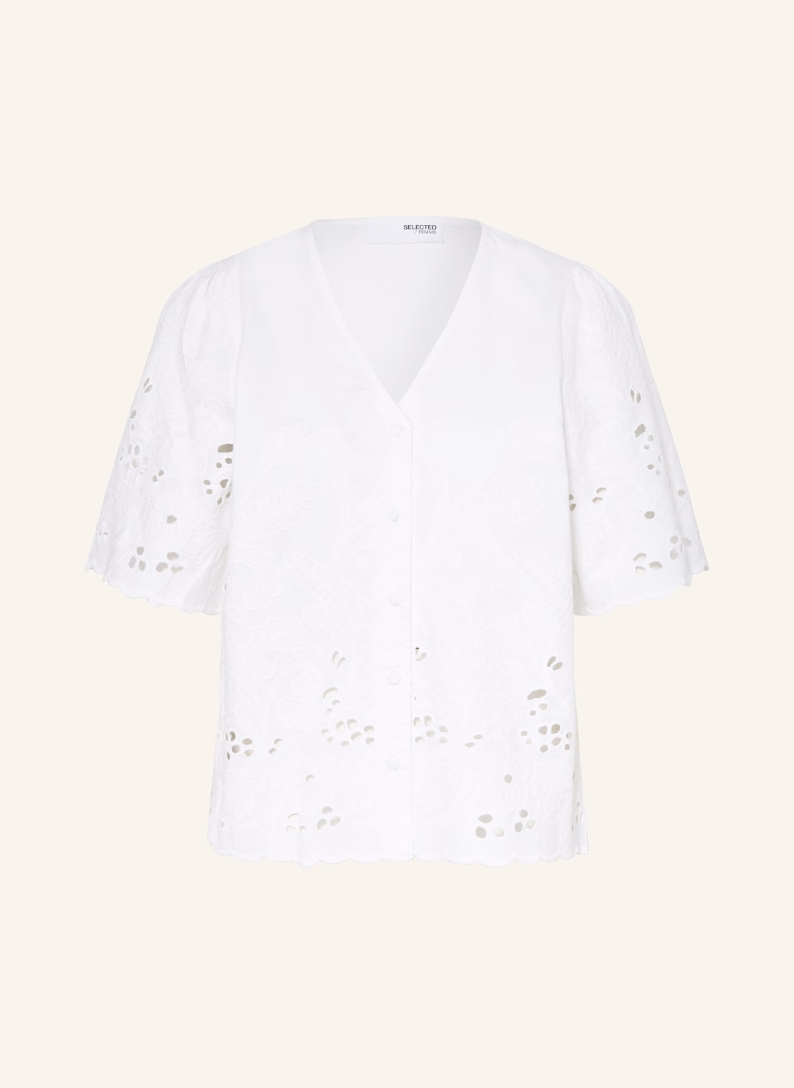 Selected Femme Bluse Aus Lochspitze weiss von Selected Femme