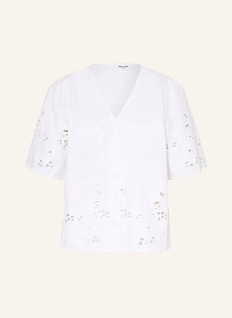 Selected Femme Bluse Aus Lochspitze weiss von Selected Femme