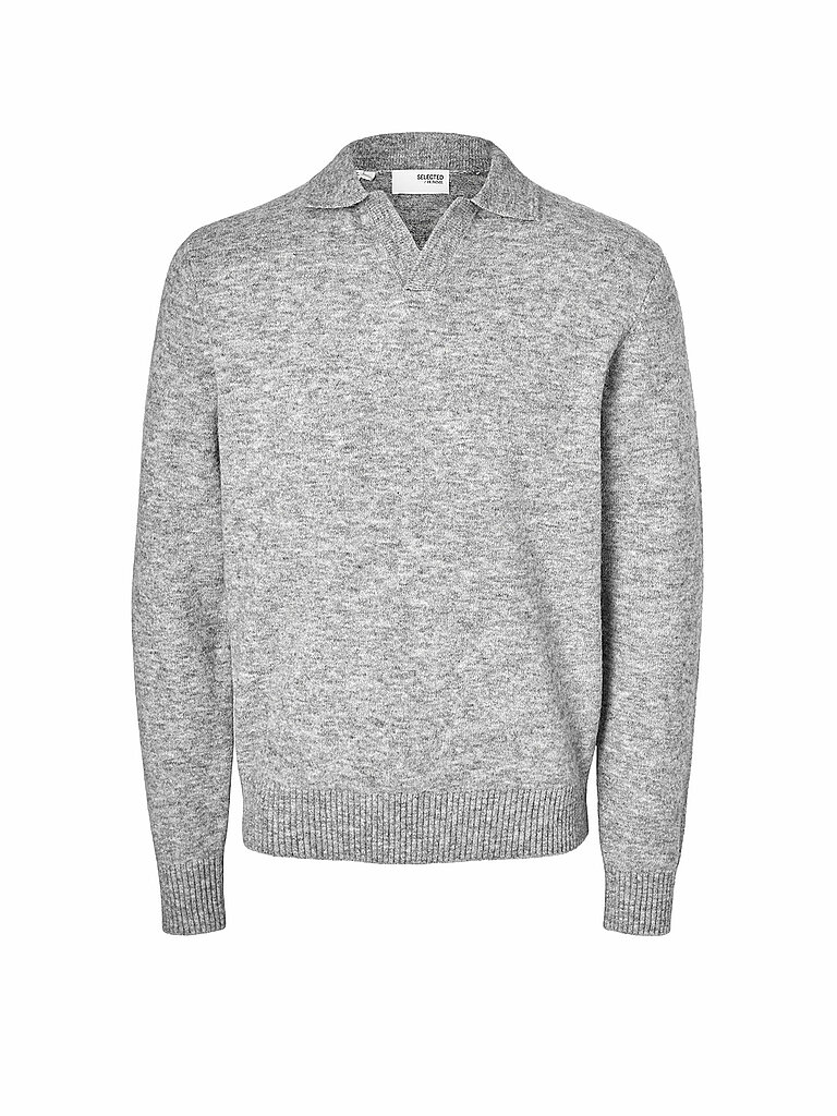 SELECTED Polo-Pullover SLHRAI hellgrau | L von Selected