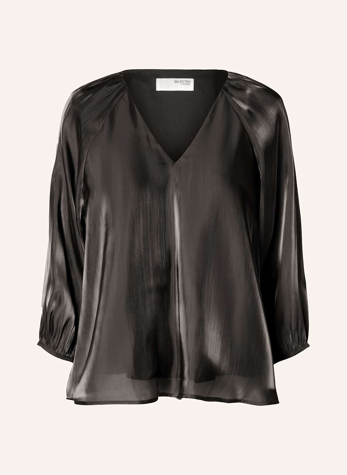 Selected Femme Blusenshirt Mit 3/4-Arm Aus Satin schwarz Selected Femme Blusenshirt Mit 3/4-Arm Aus Satin schwarz von Selected Femme