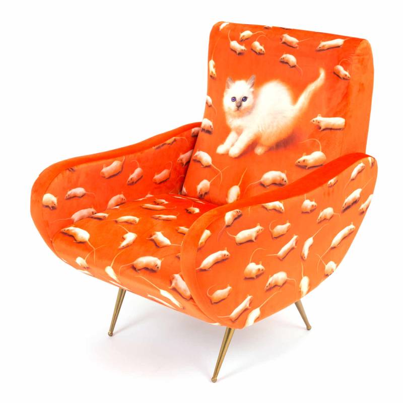 Armchair Toiletpaper Sessel , Motiv katze von Seletti