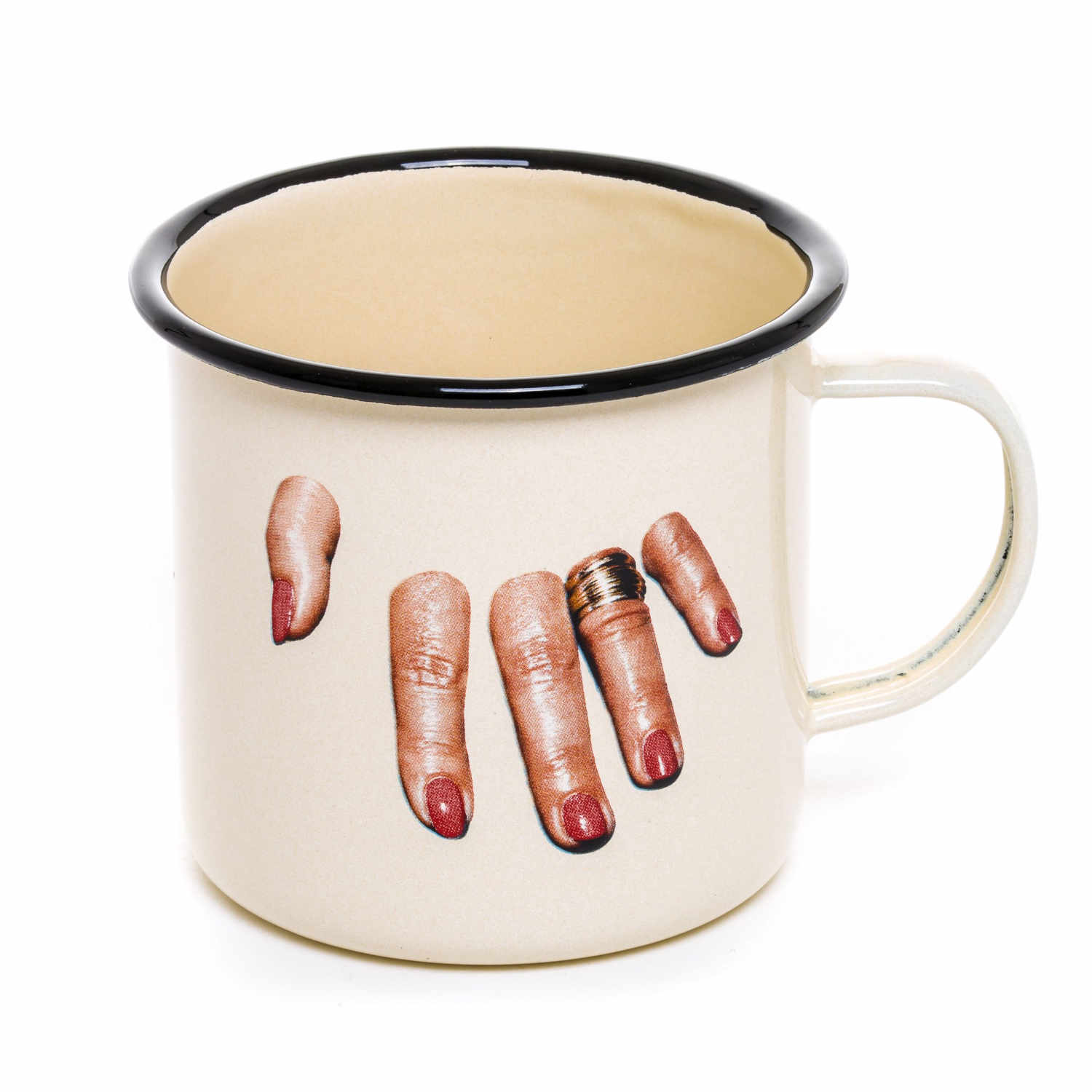 Enamel Mugs Toiletpaper Tasse, Motiv finger von Seletti