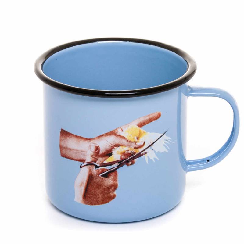 Enamel Mugs Toiletpaper Tasse, Motiv vogel von Seletti